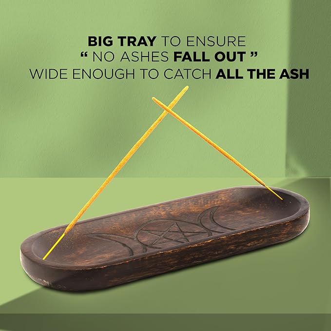 raajsee Incense Holder Hand Carved -Incense Burner Holder –Ash Catcher - Incense Stick Holder - Meditation & Yoga - Great Gift for Any Occasion Size 11x4 inch - Bloomnest