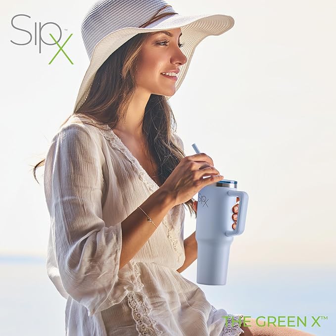 SIPX™ Insulated Tumbler With Lid And Straw, 40oz. Tumbler With Handle Keeps Cold 12 Hours, Water Bottle Thermos With Lid, BPA-Free Reusable Insulated Coffee Tumblers, Travel Mug Great For Beach Party - Bloomnest