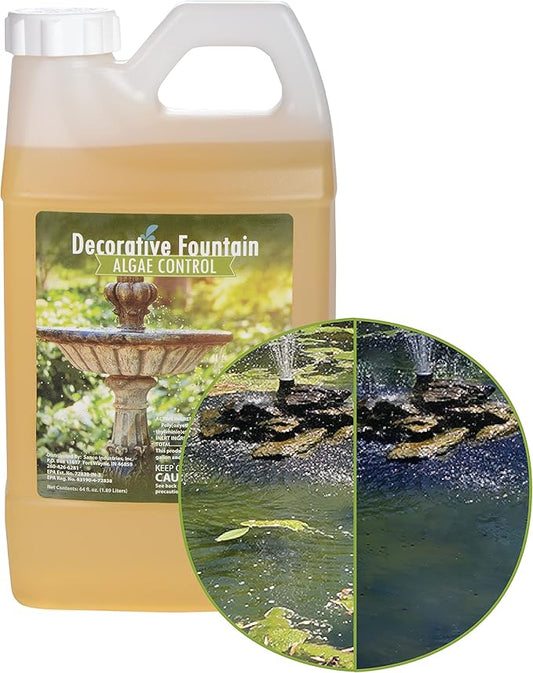Fountain Algaecide and Clarifier - 64oz - Kills and Inhibits All Types of Algae Growth, Formulated for Small Ponds and Water Features, Treats up to 64,000 Gallons - Bloomnest