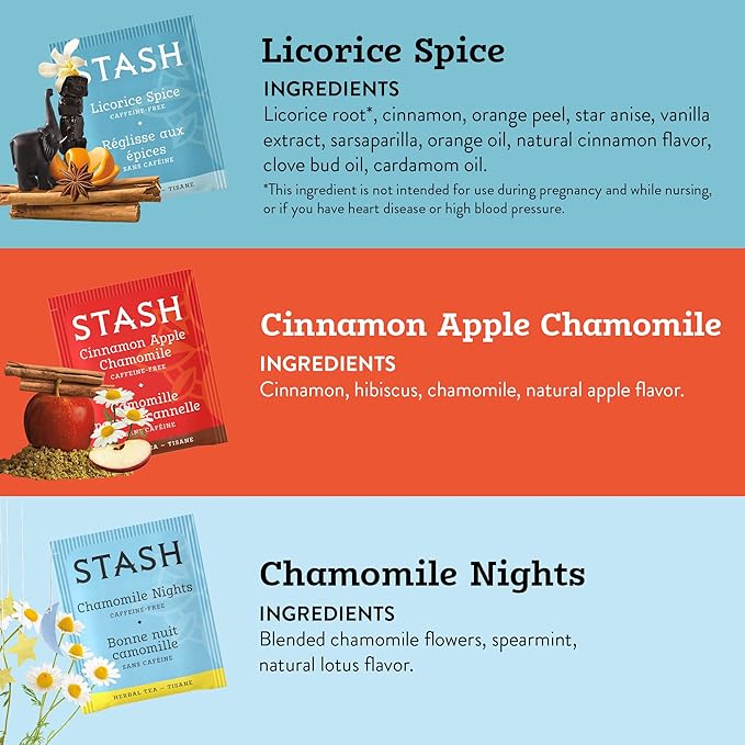 Stash Tea Soothing Herbal Tea 6 Flavor Variety Pack, 6 Boxes With 18-20 Tea Bags Each - Bloomnest