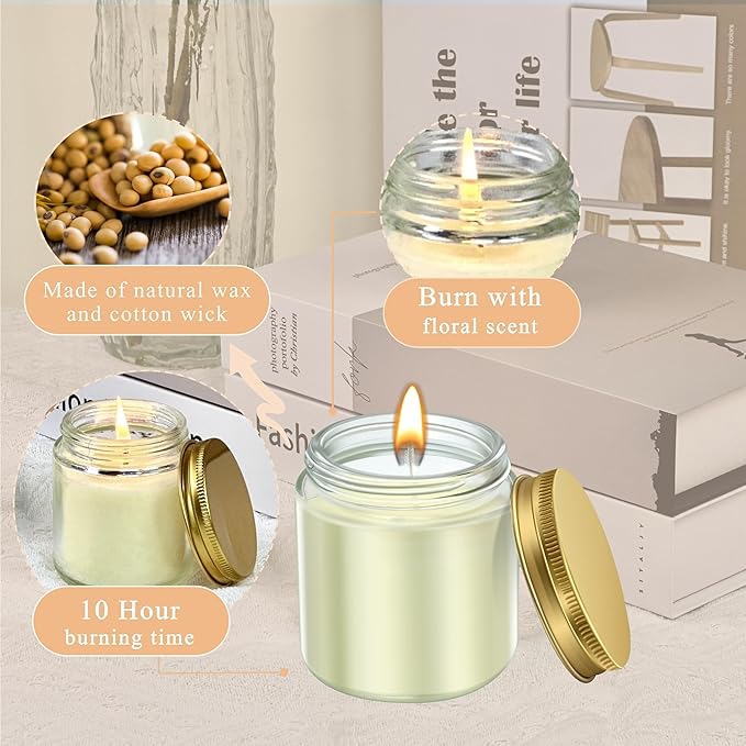 ACITHGL 36 Pcs 4oz Mini Mason Jar Candles Small Scented Candles Bulk Aromatherapy Ideal Souvenir Favors for Wedding Birthday Party (Vanilla, Lilac, Gardenia, Gold) - Bloomnest