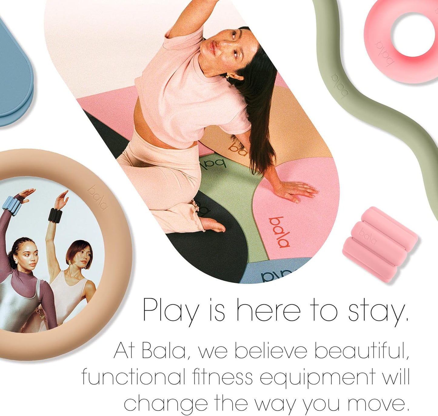 Bala Yoga Mat for Home Gym - Non Slip Exercise Mat for Home Workout, Stretching, Pilates, Aerobics & Floor & Fitness Work Out - Indoor Exercising Mat