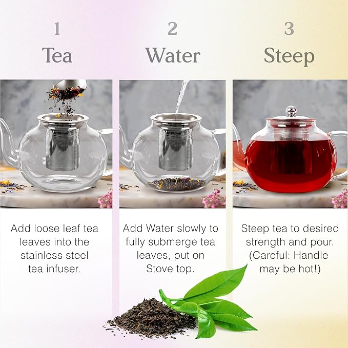 40 Oz Unique Glass teapot Set with 4 double wall insulated Cups, Tea Kettles for Stovetop With Infusers For Loose Tea, Perfect Mom Gift - Bloomnest