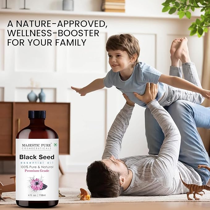Majestic Pure Black Seed Essential Oil with Glass Dropper - Huge 4 Fl Oz - 100% Pure and Natural Black Pepper Oil - Premium Grade Essential Oils for Diffuser, Aromatherapy, Soap and Candle Making - Bloomnest