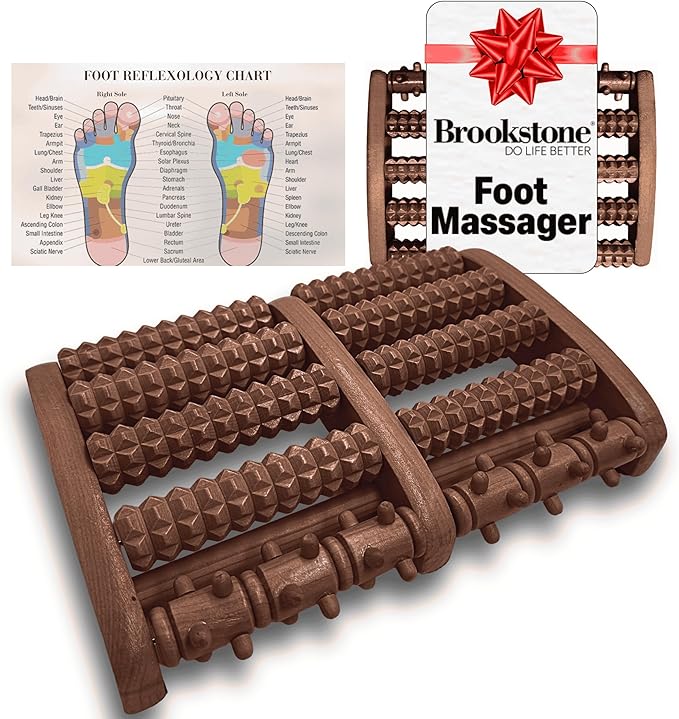 Brookstone Foot Roller Massager for Plantar Fasciitis Relief - Wooden Massage Roller for Foot Health - Stimulate Reflexes & Relieve Stress - Ideal Gift for Mom, Dad, Elderly - Bloomnest
