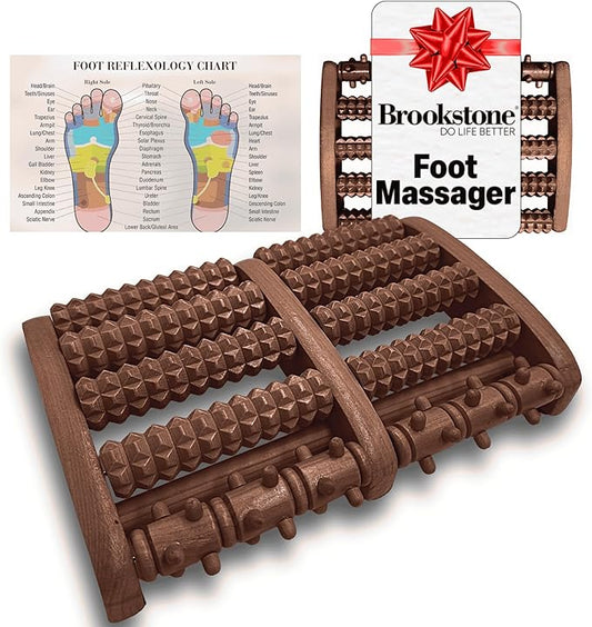 Brookstone Foot Roller Massager for Plantar Fasciitis Relief - Wooden Massage Roller for Foot Health - Stimulate Reflexes & Relieve Stress - Ideal Gift for Mom, Dad, Elderly - Bloomnest