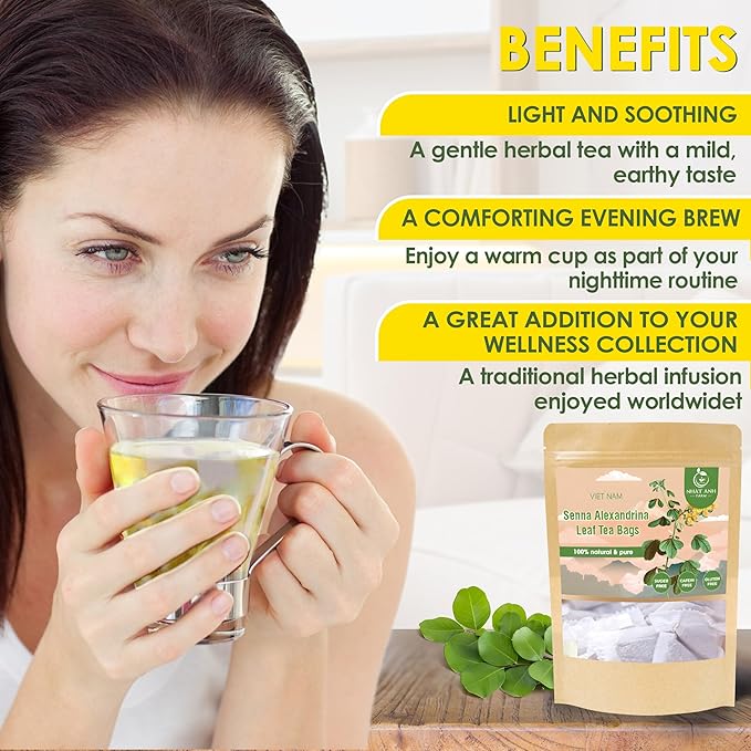 NHAT ANH FARM - Premium Senna Leaf Tea Bags, 40 Senna Leaf Tea Bags, 100% Natural Dried Senna Leaf, Naturally Sweet Herbal Tea, Sugar-Free, Caffeine-Free, No Additives. - Bloomnest