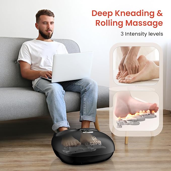 COMFIER Shiatsu Foot Massager with Heat, Kneading Rolling,Vibration, Compression,Remote Control,Foot Massage for Neuropathy,Plantar Fasciitis,Gift for Men Size 13“ - Bloomnest
