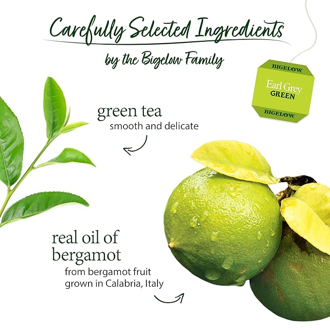Bigelow Tea Earl Grey Green Tea, Caffeinated Tea, 20 Count Box (Pack of 6, 120 Total Tea Bags - Bloomnest