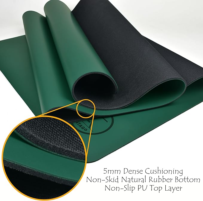 Tatago Hot Yoga Mat Non Slip-Professional Grade Natural Rubber Yoga Mat, Pliates Mat, Stretching Mat or exercise mats for home workout. Nonslip for Hot and Sweaty Classes. Includes Yoga Strap for Carrying and Stretching too. - Bloomnest
