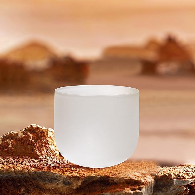 TOPFUND 8" D Note Crystal Singing Bowl Sacral Chakra with Heavy Duty Carrying Case and Suede Mallet