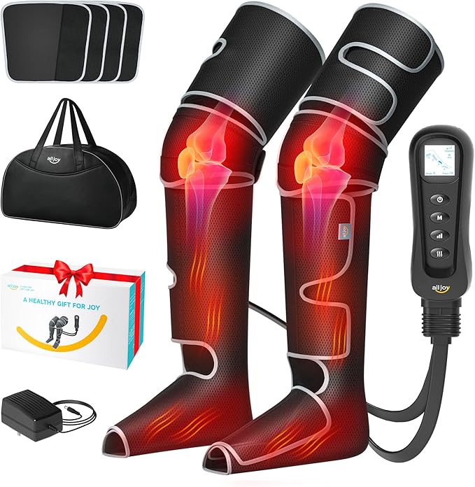 ALLJOY Leg Massager for Circulation and Pain Relief FSA, Gifts for Men Women Dad Mom, Leg Massager with Heat and Compression, 2 Heat 5 Modes 4 Intensities 4 Extenders - Bloomnest