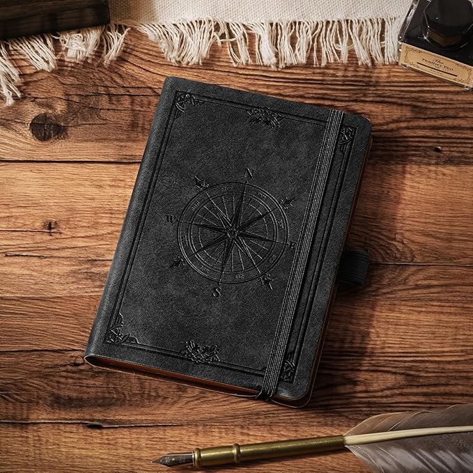 AHGXG Small Lined Pocket Journal Notebook for Men - 256 Numbered Pages College Ruled B6 Mini Journal, Vintage Soft Leather Hardcover, 80gsm Paper, for Women Work Office School, 4.1'' X 5.7''- Black - Bloomnest