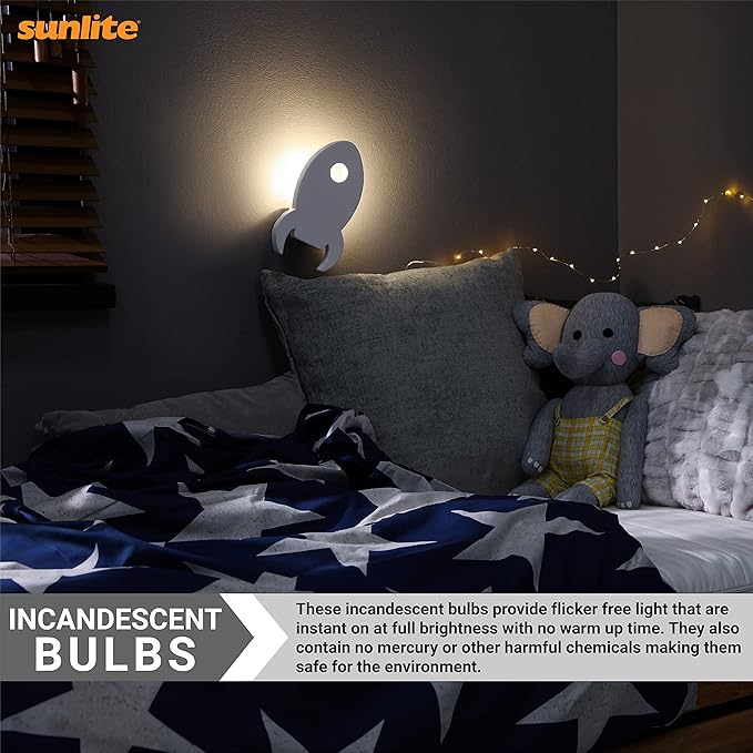 Sunlite 01059 7C7 Incandescent Bulb, 7 Watt, Candelabra E12 Base, C7 Small Night Light, Colored Bulb, White, 12 Count - Bloomnest