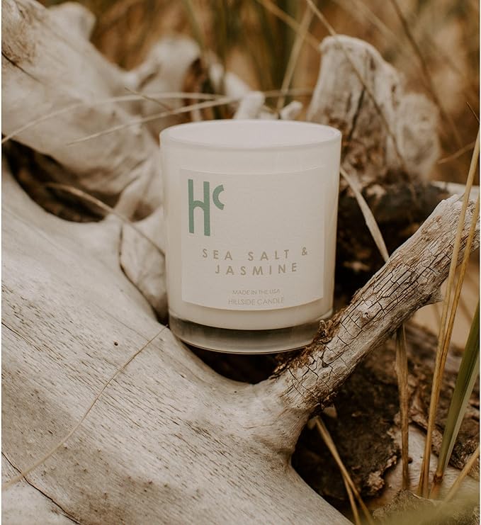 Sea Salt & Jasmine Single Wick Soy Candles, Luxury Scented Candles for Home - Up to 60 Hour Burn Time, Cruelty-Free Soy Wax Blend - Beach Fragrance, Notes of Jasmine & Sea Salt (9 oz) - Bloomnest