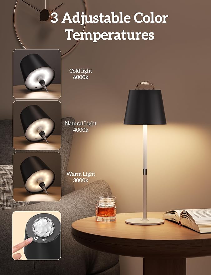 Joyzy Table Lamp with Projector Lighting, Wireless Wine Bottle Lamps Rechargeable Wine Bottle Lights Water Wave Ripple Projection Liquor Bottle Room Decoration Light Ambient for Bar Restaurants - Bloomnest