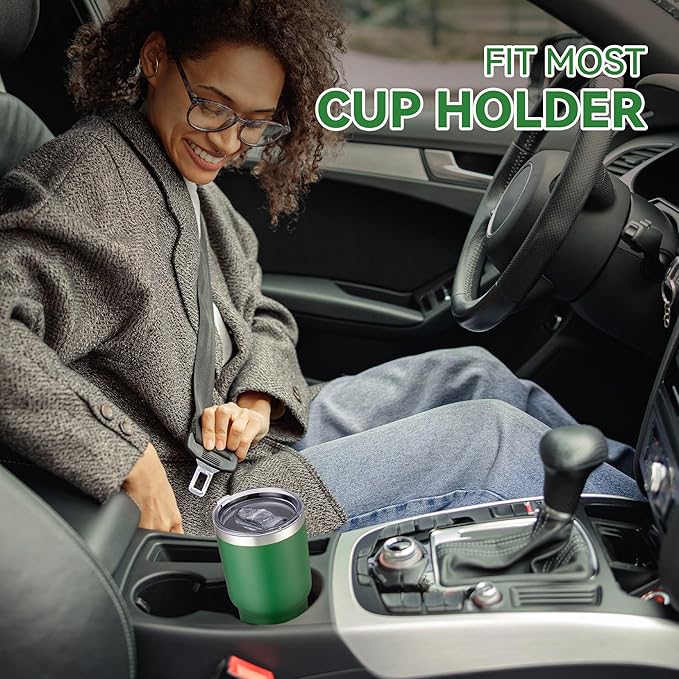30 oz Tumbler with Lid Stainless Steel Tumblers Vacuum Insulated Cup Reusable Powder Coated Travel Mug Double Wall Leak Proof Portable Cups Keep Cold Drinks for 12 Hours, Dark Green, 1 Pack - Bloomnest