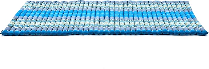 Leewadee - Foldable Floor Mattress - Japanese Roll Up Futon -Trifold Tatami Mat- Guest Floor Bed - Camping Mattress - Thai Massage Mat, Kapok Filled, 75 x 39 inches, Light Blue - Bloomnest