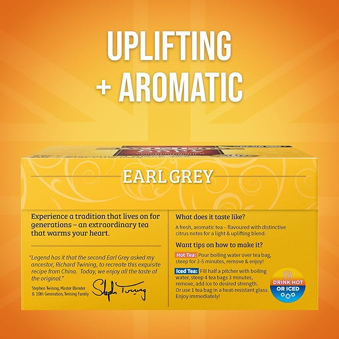 Twinings Earl Grey Black Tea Individually Wrapped Bags, 50 Count (Pack of 6), Flavoured with Citrus and Bergamot, Caffeinated, Enjoy Hot or Iced, 300 Teabags - Bloomnest