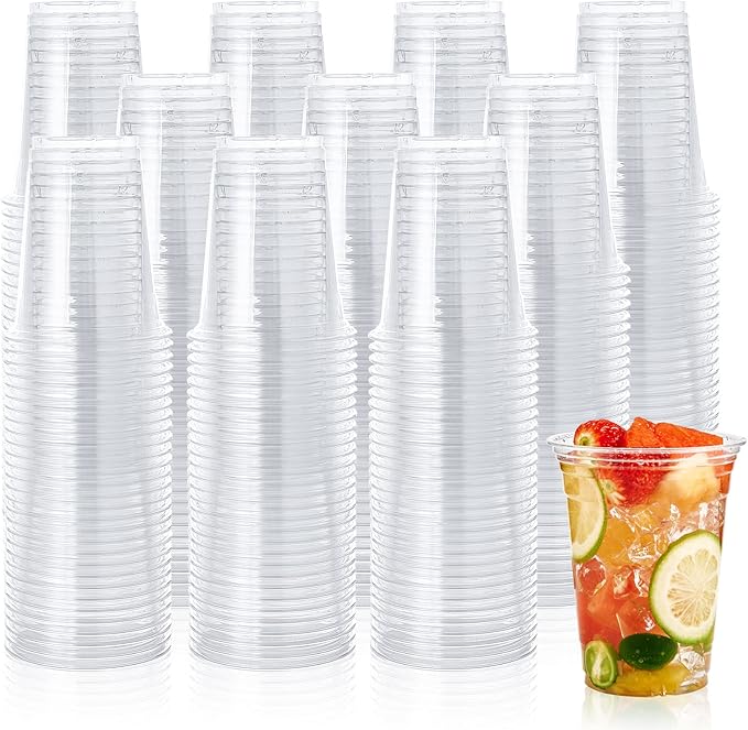 Lilymicky 1000 Pack 12 oz Clear Plastic Cups, PET Disposable Drinking Cups, Crystal Clear, Perfect for Ice Coffee, Smoothie, Soda, or Any Cold Drinks - Bloomnest
