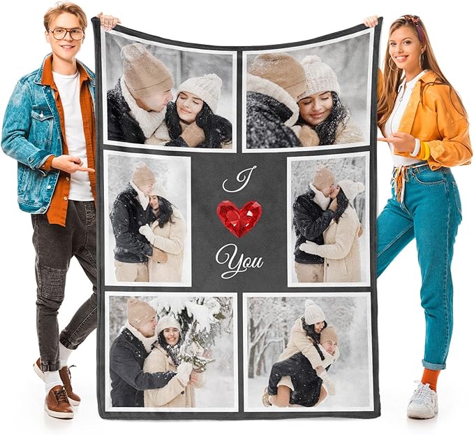I Love You Gifts for Couples, Custom Blanket with Photos, Personalized Blankets with Pictures, Photo Blankets Using My Own Photos, Personalised Gifts for Christmas - Bloomnest