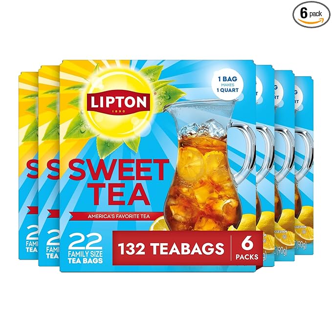 Lipton Southern Sweet Iced Tea Bags, Family Size Zero Calories, 132 Total Bags (22ct - Pack of 6) - Bloomnest