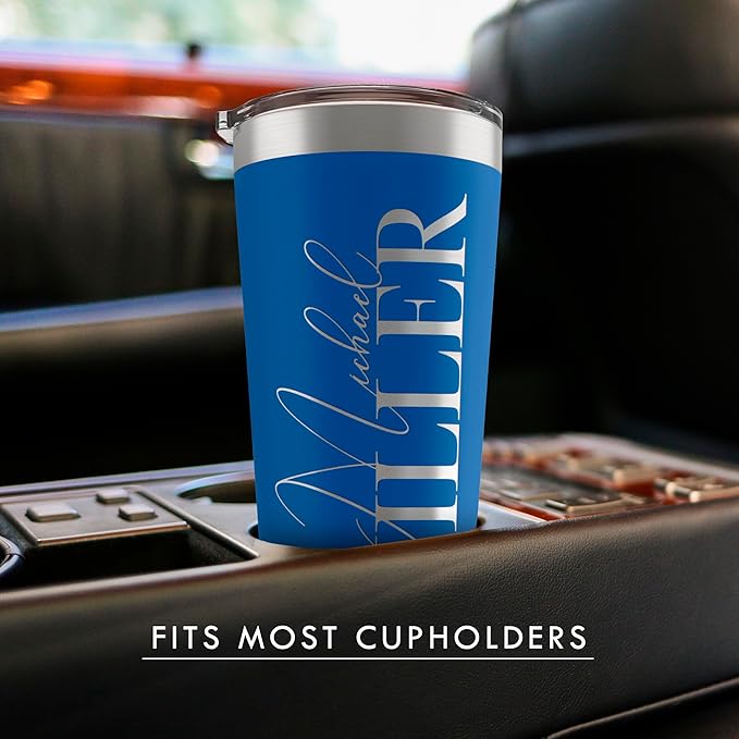 Personalized Tumbler with Engraved Name - 12 Designs, 30 Oz Coffee Tumbler with Slider Lid, Navy Blue, Double Wall Insulated - Custom Gifts for Men & Women - Bloomnest