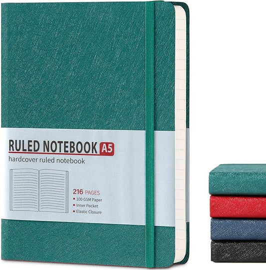 Lined Journal Notebook for Women Men 216 Pages A5 Hardcover Journals for Writing Daily Journaling Notebook for Work, School, Note Taking, Business, Travel Dark Green - Bloomnest