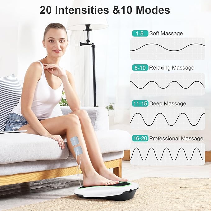QUINEAR Foot Massager with TENS & EMS for Neuropathy, Foot Stimulator for Pain Relief and Circulation, Nerve Muscle Massager with Remote Control, Relieve Swelling and RLS - Bloomnest