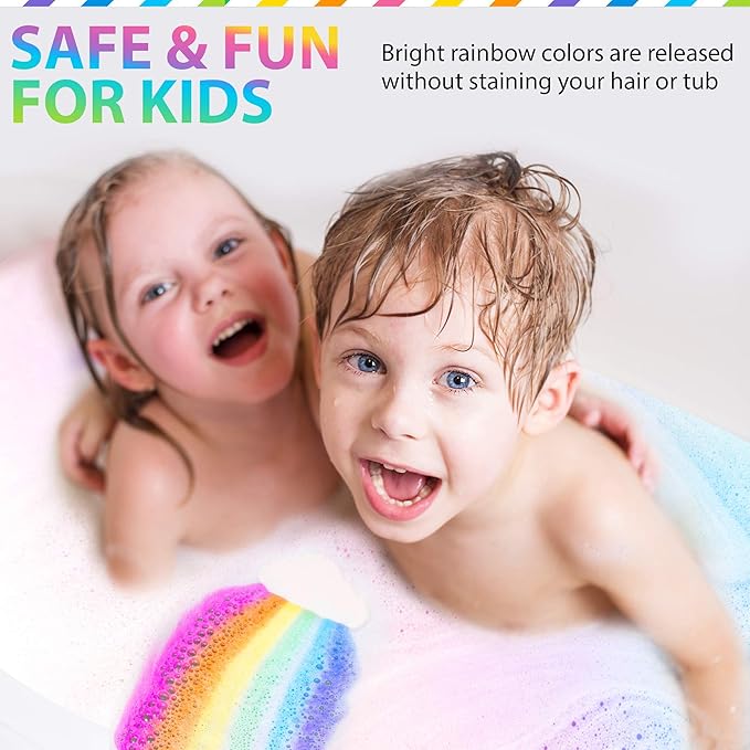 Bath Bombs for Kids - Natural Magic Rainbow BathBombs with Organic Ingredients, Moisturizing, Vibrant Colors & Rich Bubbles, Cloud Bath Bombs, Stocking Stuffers, Christmas Gifts for Kids, Girls, Boys - Bloomnest