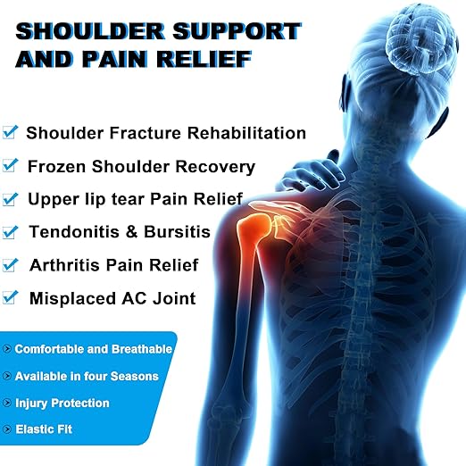 Compression Recovery Shoulder Brace Immobilizer for Torn Rotator Cuff,AC Joint Pain Relief,Dislocation,Arm Stability,Injuries,Tears,Adjustable Fit Supports for Men&Women(Gray, Large) - Bloomnest