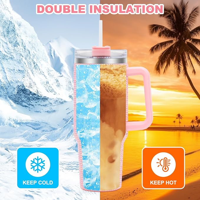 40 oz Tumbler with Handle and Flip Straw Lid, Insulated Leak Proof Double Walled Stainless Steel Rhinestone Diamond Studded Bling Travel Mug Tumblers, Maintains Cold Ice and Heat for Hours - Bloomnest