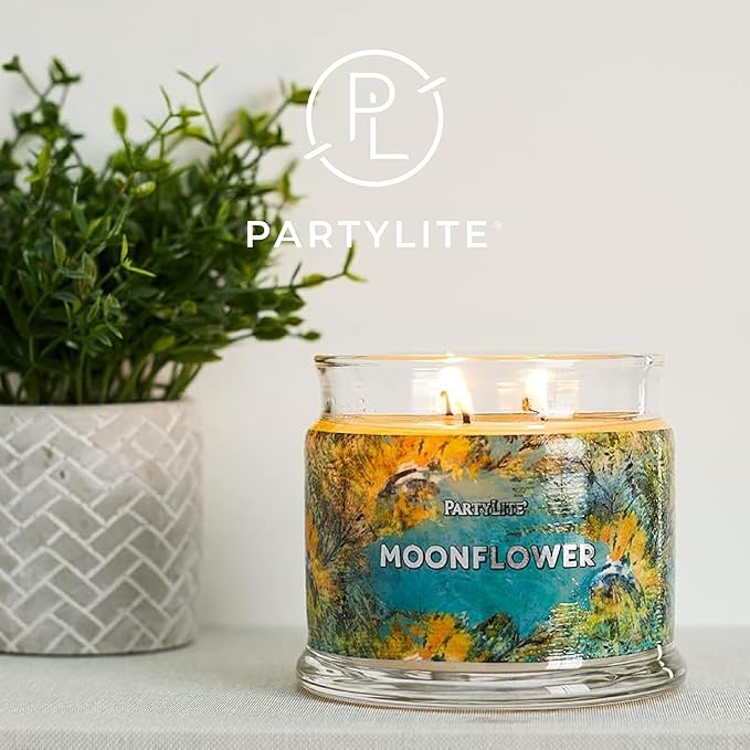 PartyLite 3-Wick Jar Candle, Highly Fragranced Clean Burning Glass Candle, 25-45 Hours Burn Time (Moonflower) - Bloomnest