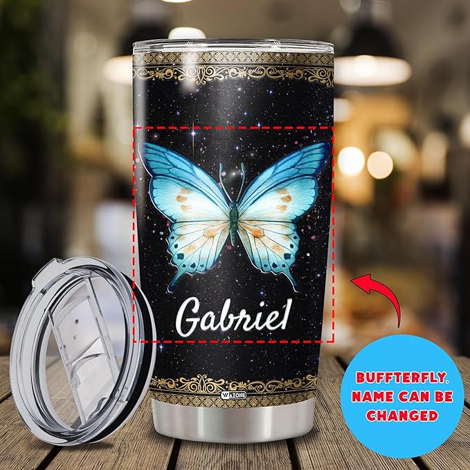 WAZONE Personalized Butterfly 20oz 30oz Tumbler Customized Name Insulated Cup Travel Mug Birthday Christmas Mothers Day Gifts For Her Women Double Wall Vacuum Stainless Steel - Bloomnest