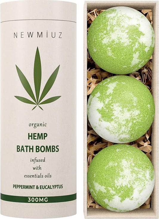 Organic Hemp Bath Bombs Infused Peppermint Eucalyptus Essential Oil Luxurious Bath Essentials Gifts for Dry Skin Immerse Yourself in A Blissful Spa - Bloomnest