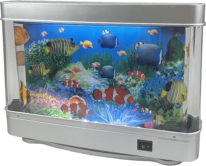 Fake Motion Fish Tank Mini Aquarium, Artificial Tropical Decorative Lamp Night Light with Moving Fish, Gift for Kids(US Plug) - Bloomnest