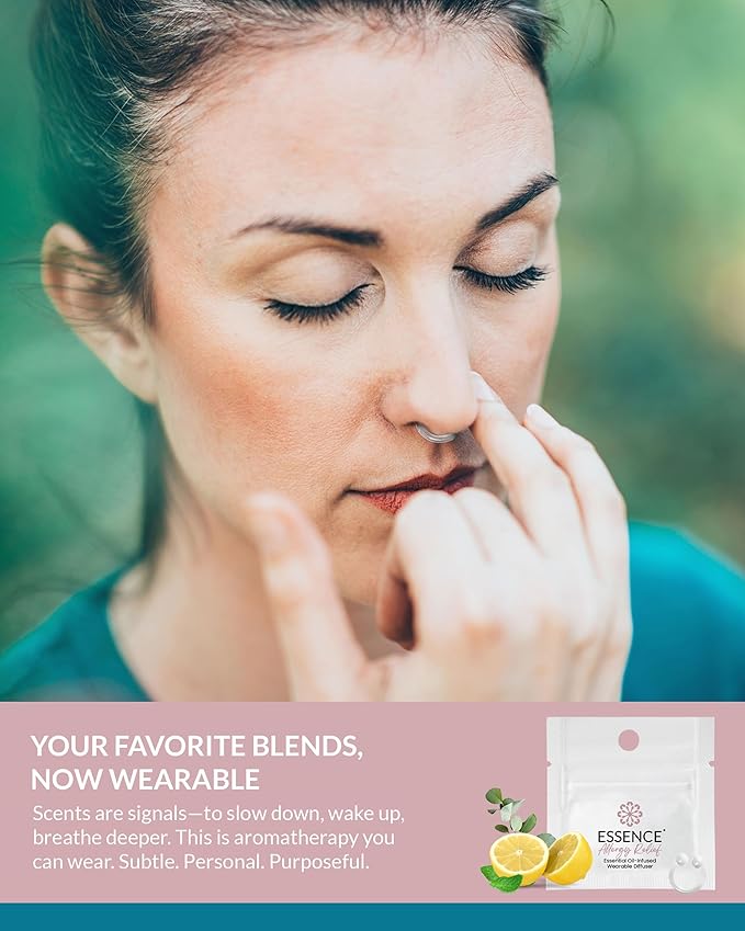 Essence Wearable Aromatherapy Nasal Diffuser – Allergy Relief Essential Oil Nose Ring – Personal Scent Clip for Travel, Work & Everyday Use – Made in USA (3 Pack) - Bloomnest