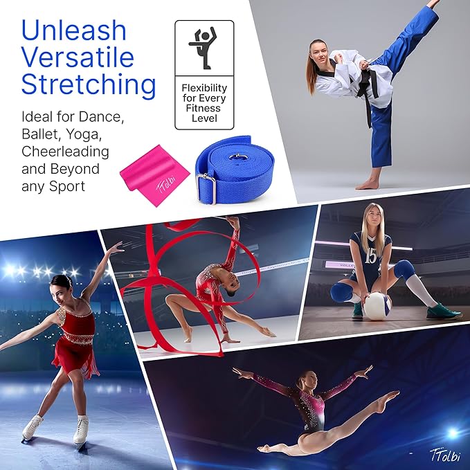 Stretching Strap with Door Anchor & Resistance Band – Improve Leg Stretch Flexibility for Splits, Ballet, Dance, Cheer, Yoga & Gymnastics - Home Leg Stretcher Trainer Equipment Stuff for All Levels - Bloomnest