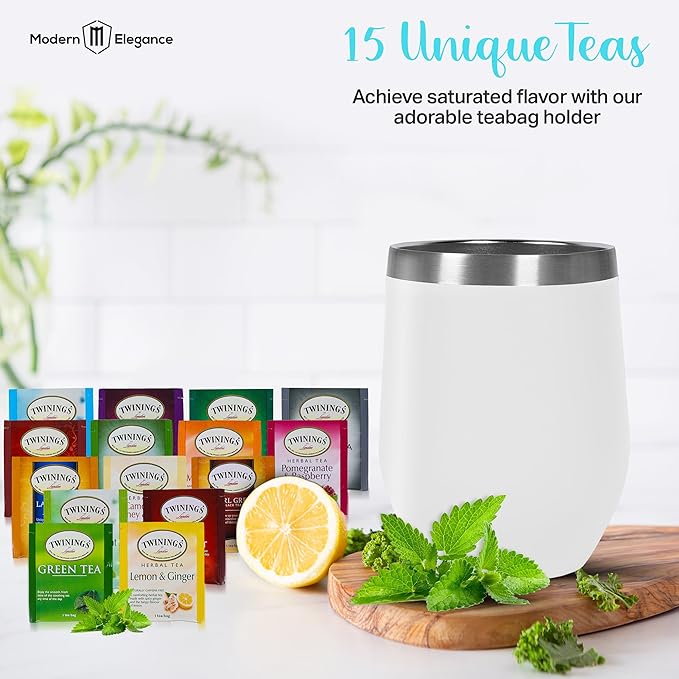 Tea Gift Set for Women & Men – Includes Assorted Teas, Elegant Mug & Honey (White) - Bloomnest
