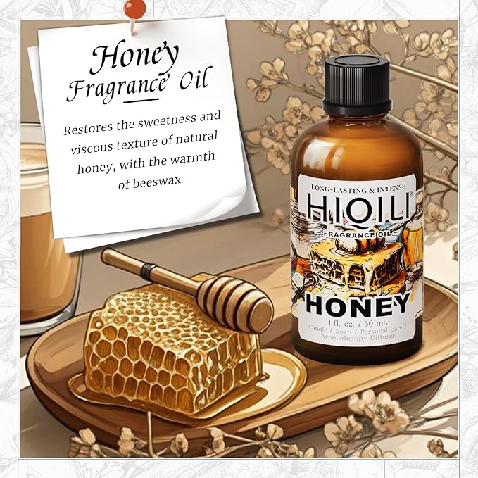 HIQILI Honey Fragrance Oil for Making Candle, Soap, Perfume, Warm Scents for Essential Oil Diffusers, Great for Home, Laundry - 1 Fl Oz HIQILI
