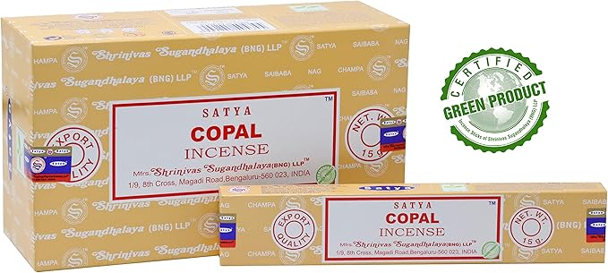 EARTH Satya Copal Incense Sticks 15 GMS (Pack of 12) (Green Certified) Indian Perfumed Hand Rolled Agarbatti Perfect for Worship,Relaxation, Medication. Earth