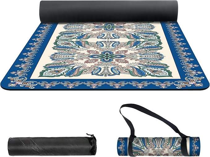 nuveti Yoga Mat Print Extra Thick TPE Non Slip Fitness Exercise Mat with Carrying Bag,72"x24" Extra Thick 6MM Exercise & Workout Mat for Yoga, Pilates Fitness and Floor Exercises - Bloomnest