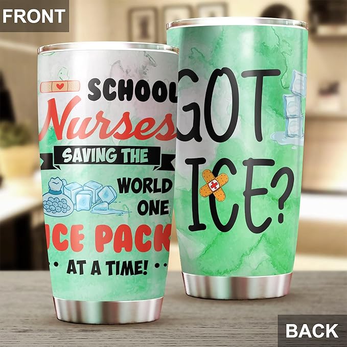 School Nurse Tumbler Stainless Steel 20oz, Funny School Nurse Appreciation Gifts Bulk For Birthday Christmas, School Nurses Day Gifts For Women Men, School Nurse Coffee Cup - Bloomnest
