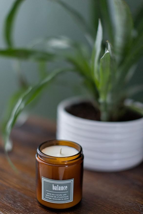 ECO CANDLE CO. Essentials Candle, Balance, 8 oz. - Scents of Patchouli, Orange, Lavender, & Clove - 100% Soy Wax, No Lead, Hand Poured, Phthalate Free, Midwest Grown Soybeans, All Natural Wicks - Bloomnest