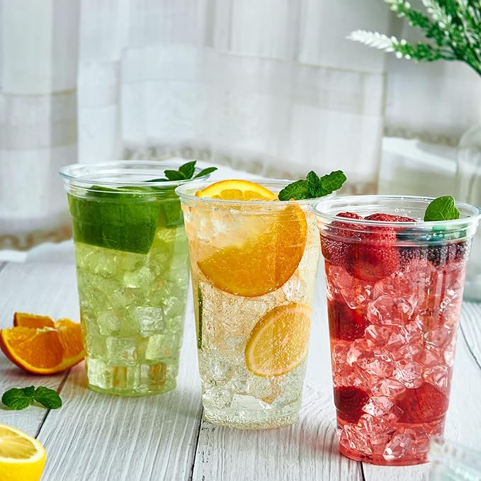 Lilymicky 600 Pack 20 oz Clear Plastic Cups, PET Disposable Drinking Cups, Crystal Clear, Perfect for Ice Coffee, Smoothie, Soda, or Any Cold Drinks - Bloomnest