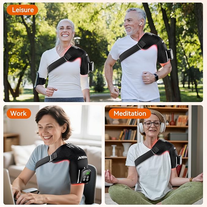 Red Light Therapy for Shoulder Pain Relife, Cordless Portable Shoulder Massager Heating Pad, Infrared Light Therapy for Arthritis,Improve Joint Muscle，660nm&850nm Red Light Heated Wrap - Bloomnest