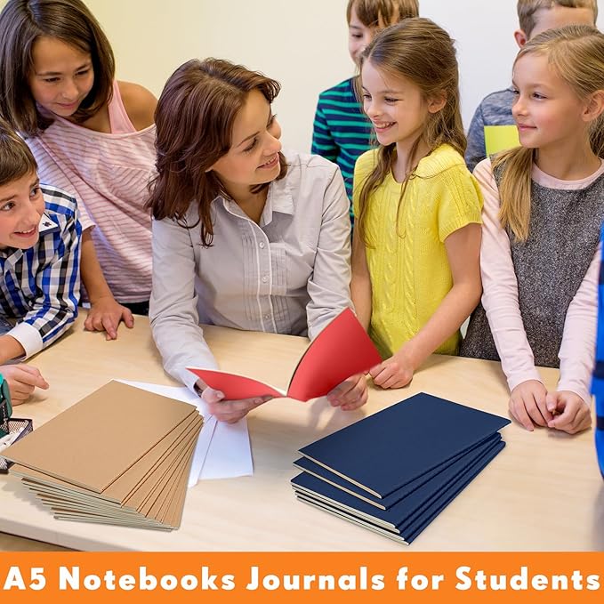 Mimorou 100 Pcs Journals Notebooks Bulk - Kraft Softcover A5 Small Notebooks 5.5 Inch x 8.3 Inch Notepads with 60 Page 30 Sheet for Writing Sketch Travel Office Supplies(Black, Brown, Red, Navy,Lined) - Bloomnest