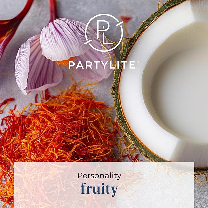 PartyLite 3-Wick Jar Candle, Highly Fragranced Clean Burning Glass Candle, 25-45 Hours Burn Time (Coconut Saffron Daydream) - Bloomnest