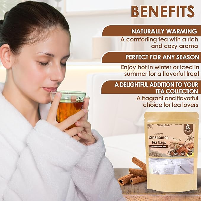 NHAT ANH FARM - Premium Cinnamon Tea Bags, 40 Teabags, 2g/bag, 100% Natural, Hand-Selected Cinnamon Tea Bags, No Additives, Sugar-Free,Caffeine-Free. Good For Your Health. - Bloomnest