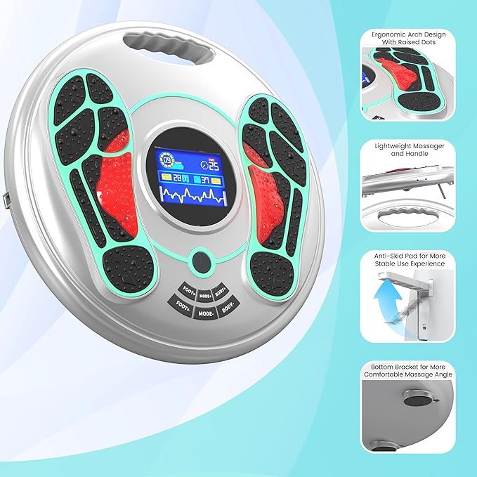 EMS Foot Massager for Neuropathy, NMES Foot Stimulator for Neuropathy Foot Massager for Circulation and Pain Relief EMS with TENS Unit Muscle Stimulator Pads - Bloomnest